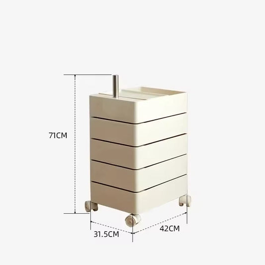 Modern 5-Tier Rolling Storage Cabinet - Compact Mobile Organizer