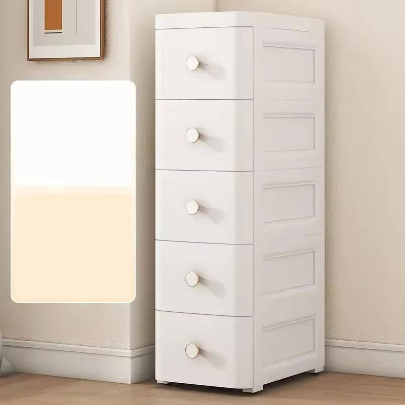 Modern White Tall 5-Drawer Cabinet - Space-Saving Storage Organizer