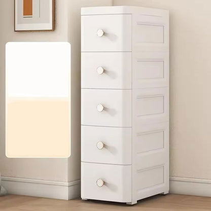 Modern White Tall 5-Drawer Cabinet - Space-Saving Storage Organizer