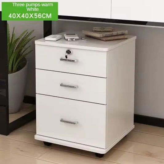 Modern White 3-Drawer Mobile Filing Cabinet - Lockable Office Storage on Wheels