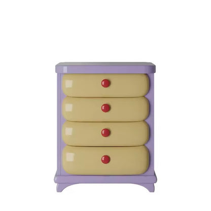 Playful Cartoon-Inspired 4-Drawer Dresser - Purple & Yellow Kids' Storage Cabinet