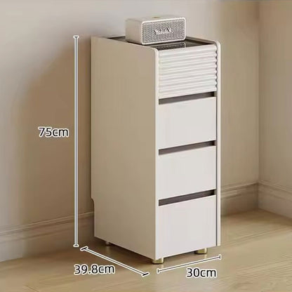 Slim Modern White 4-Drawer Nightstand - Space-Saving Bedside Storage Cabinet