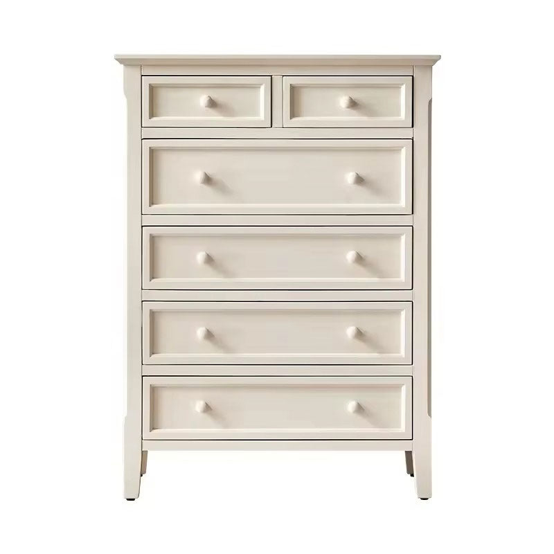 Classic White 6-Drawer Chest - Elegant Wooden Storage Dresser