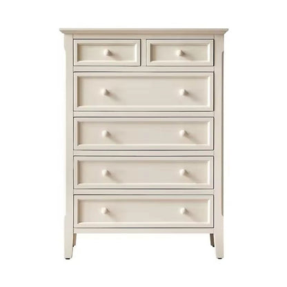Classic White 6-Drawer Chest - Elegant Wooden Storage Dresser