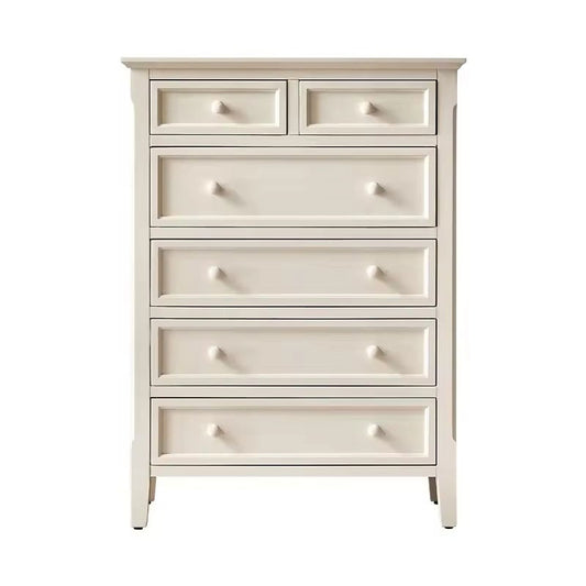 Classic White 6-Drawer Chest - Elegant Wooden Storage Dresser