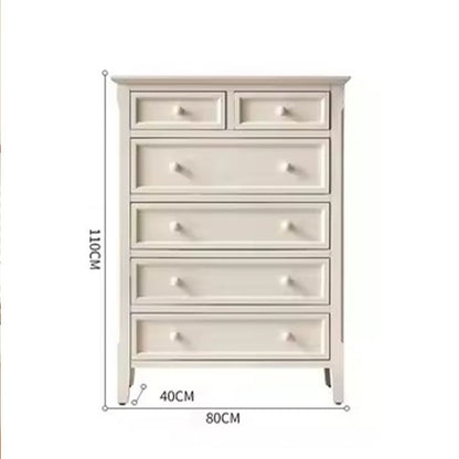 Classic White 6-Drawer Chest - Elegant Wooden Storage Dresser