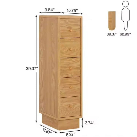 Tall Narrow Wooden 6-Drawer Cabinet - Space-Saving Storage Organizer