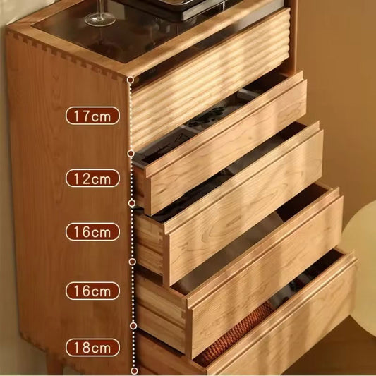 Mid-Century Modern Wooden 5-Drawer Dresser - Natural Oak Finish Storage Cabinet