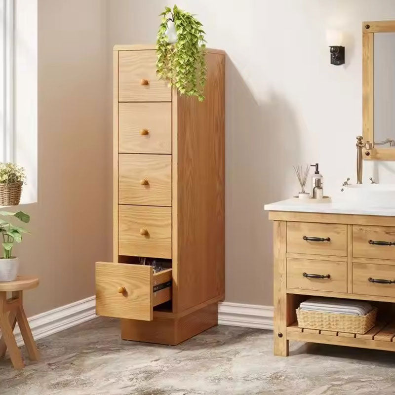 Tall Narrow Wooden 6-Drawer Cabinet - Space-Saving Storage Organizer