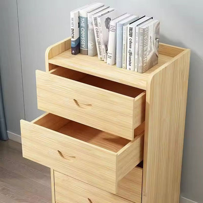 Tall Wooden 6-Drawer Dresser - Natural Finish Storage Cabinet