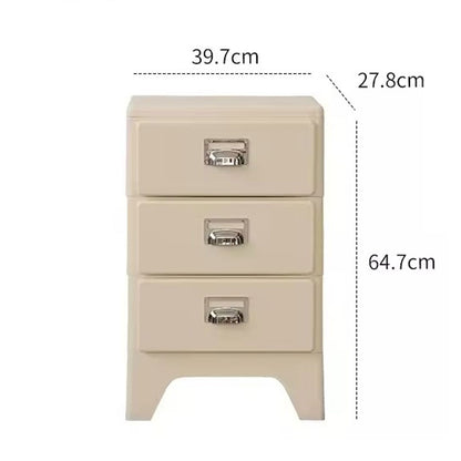Modern Minimalist 3-Drawer Nightstand - Cream White Bedside Table with Chrome Handles