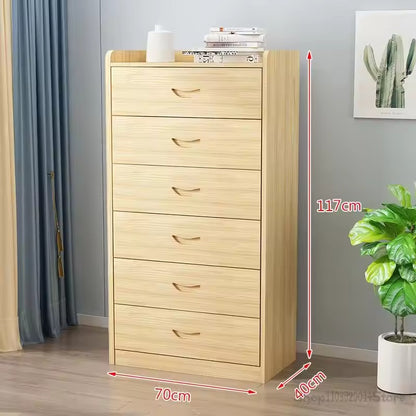 Tall Wooden 6-Drawer Dresser - Natural Finish Storage Cabinet