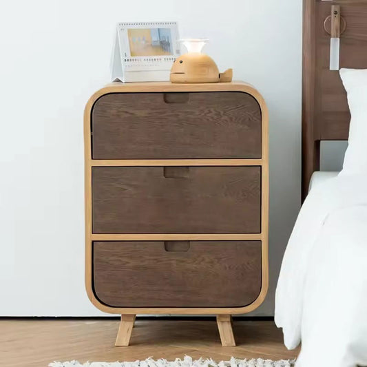Modern Scandinavian 3-Drawer Dresser - Rounded Wood Storage Cabinet