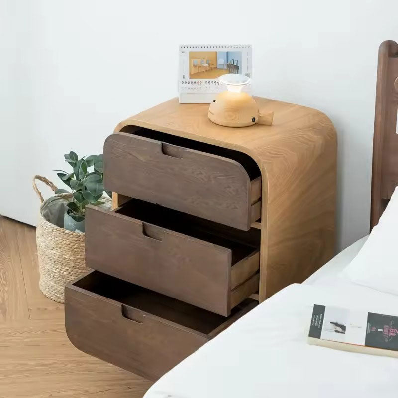 Modern Scandinavian 3-Drawer Dresser - Rounded Wood Storage Cabinet